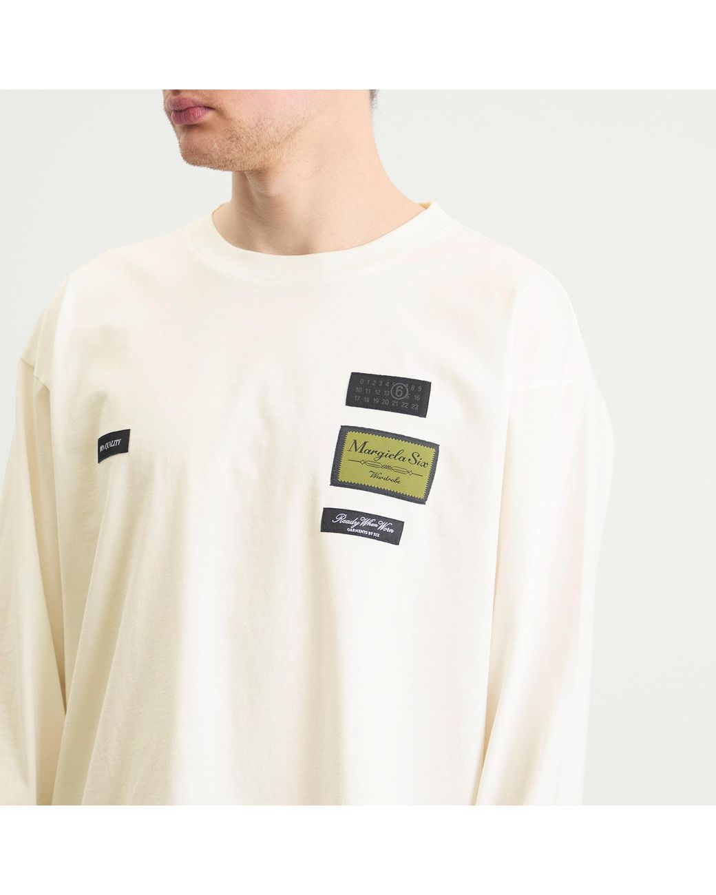 Maison Margiela White Mm6 Tailored Labels Long Sleeve T-Shirt for men