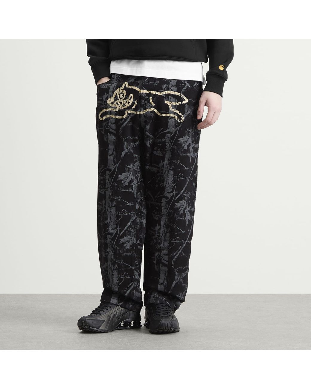 ICECREAM Gray Tree Camo Double Scoop Denim Pants for men