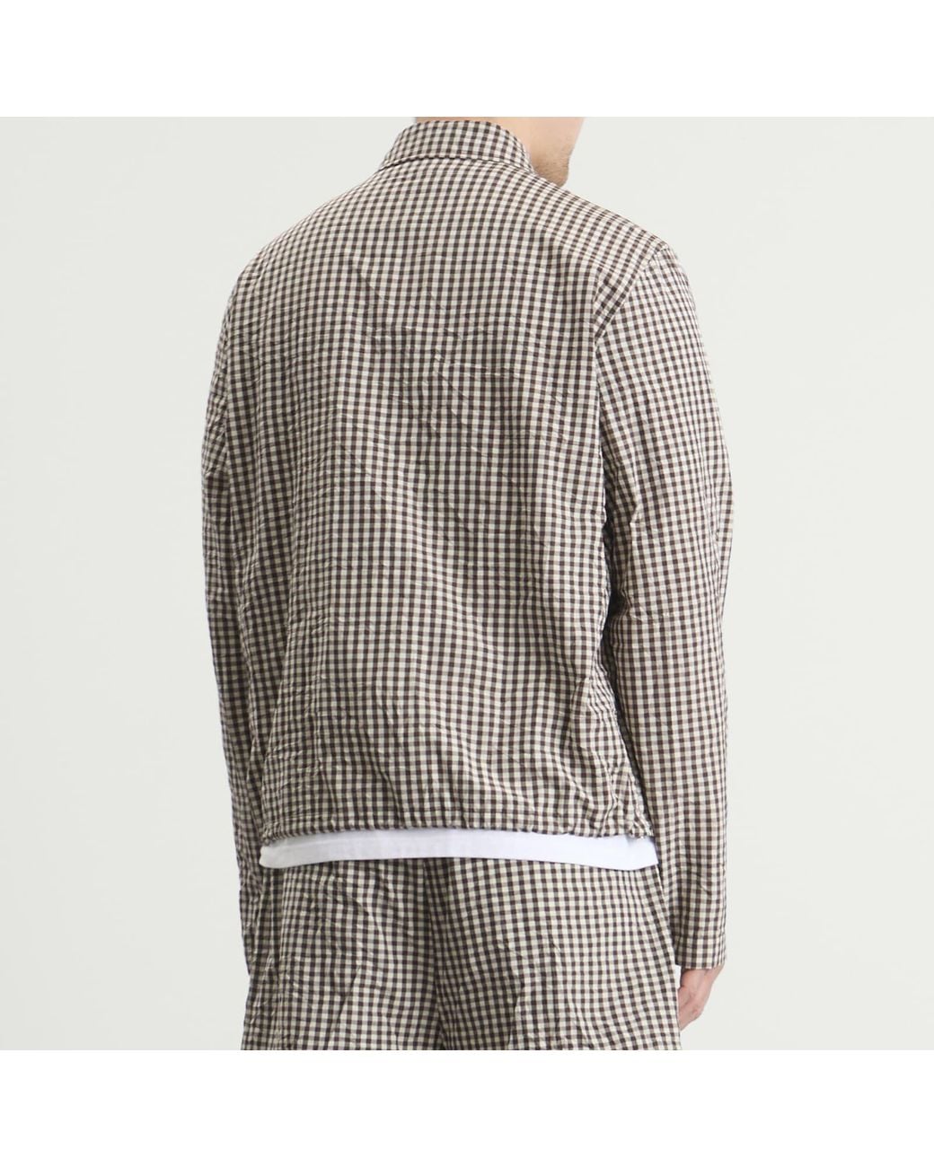 Moncler Gray Checked Zip Up Shirt Jacket for men
