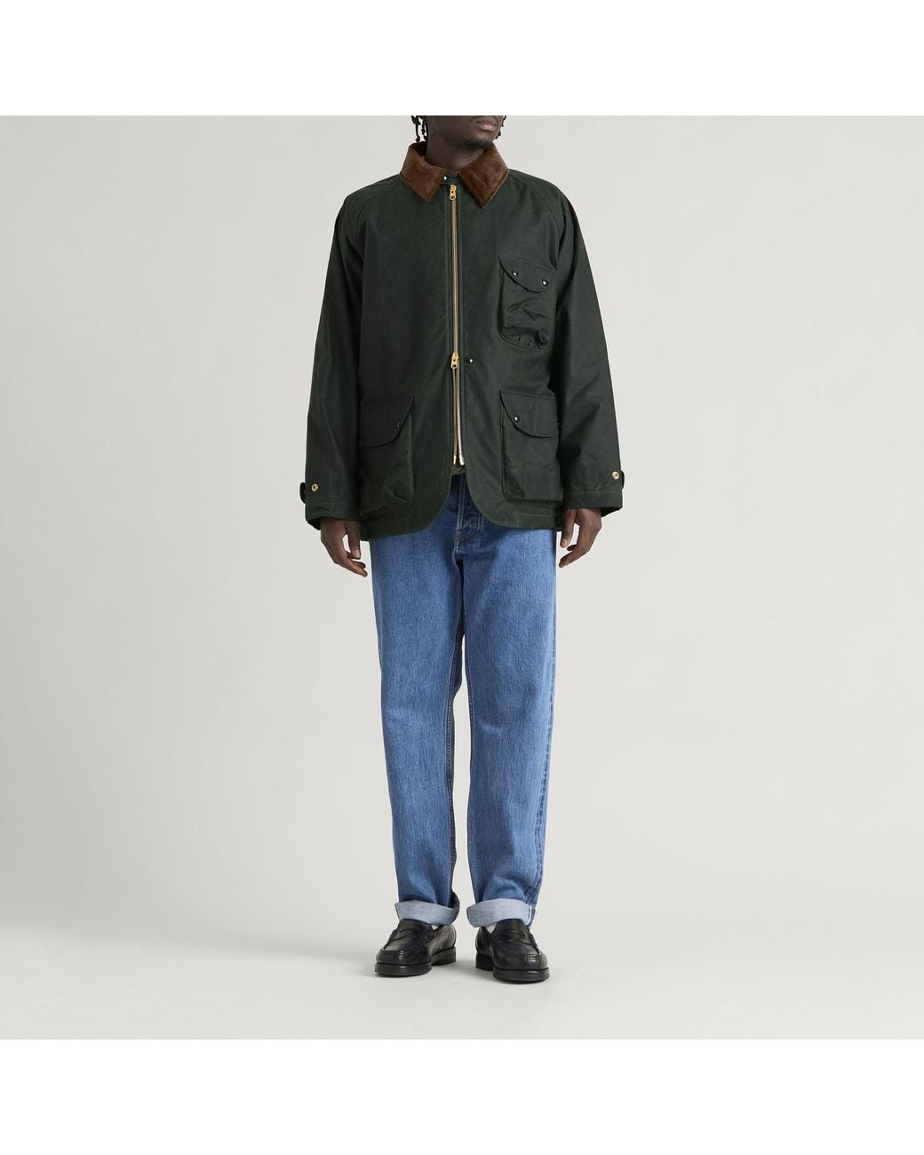 Drake's Green Waxed Coverall Jacket for men