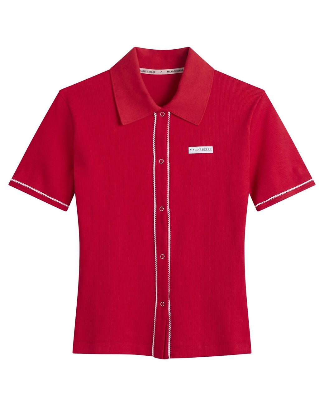 MARINE SERRE Red Cute 70's Polo T-Shirt