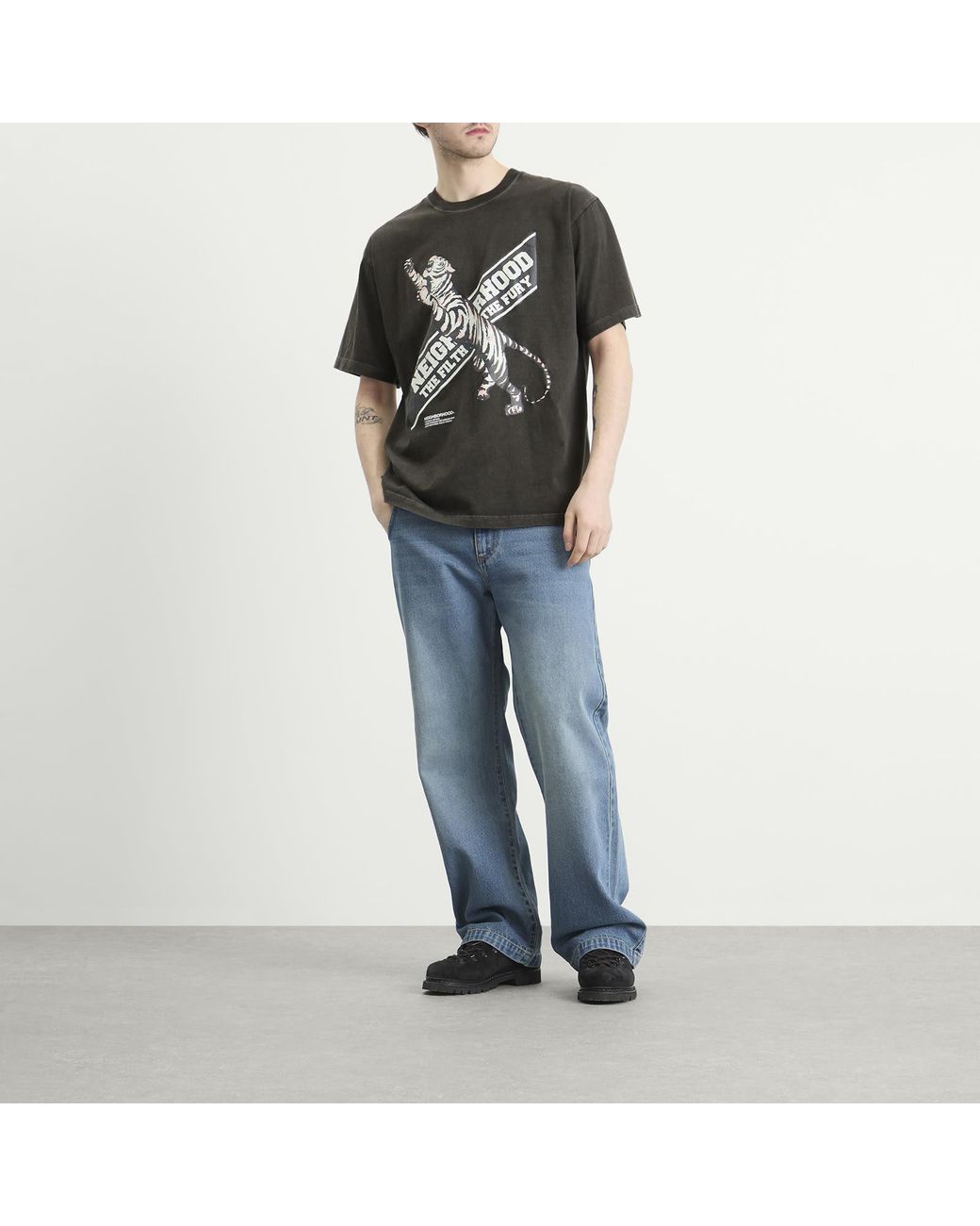 Neighborhood Black Ss-17 Tiger T-Shirt for men