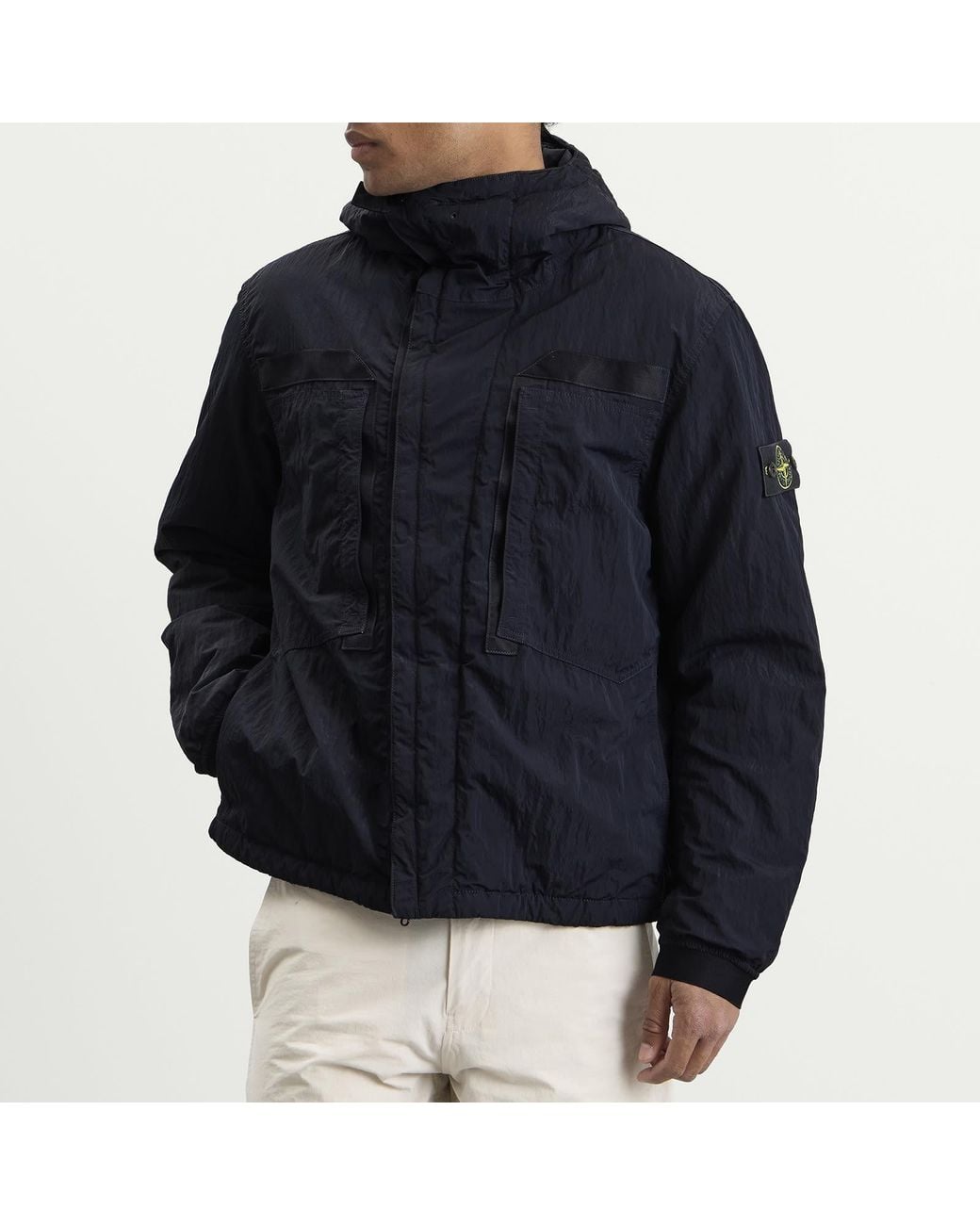 Stone Island Blue Warp Rib Nylon-Tc Hooded Jacket for men