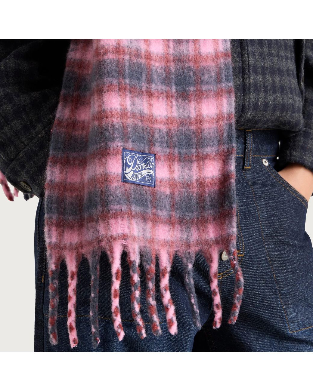 Damson Madder Pink Brushed Fluffy Scarf