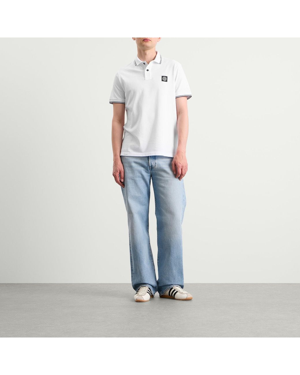 Stone Island White Patch Logo Polo for men
