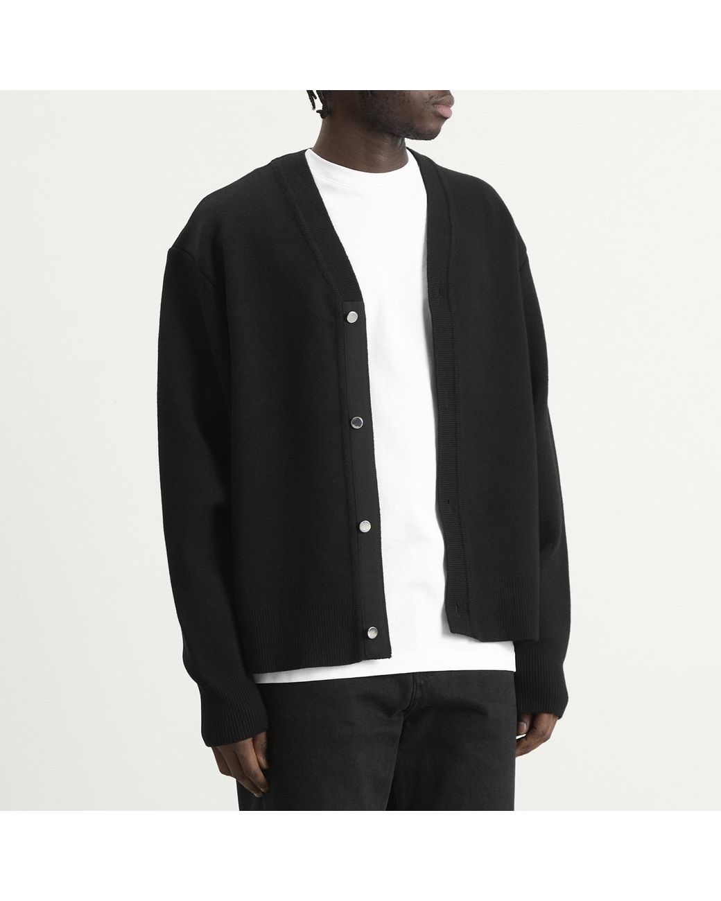 Jacquemus Black Merino Wool Cardigan for men