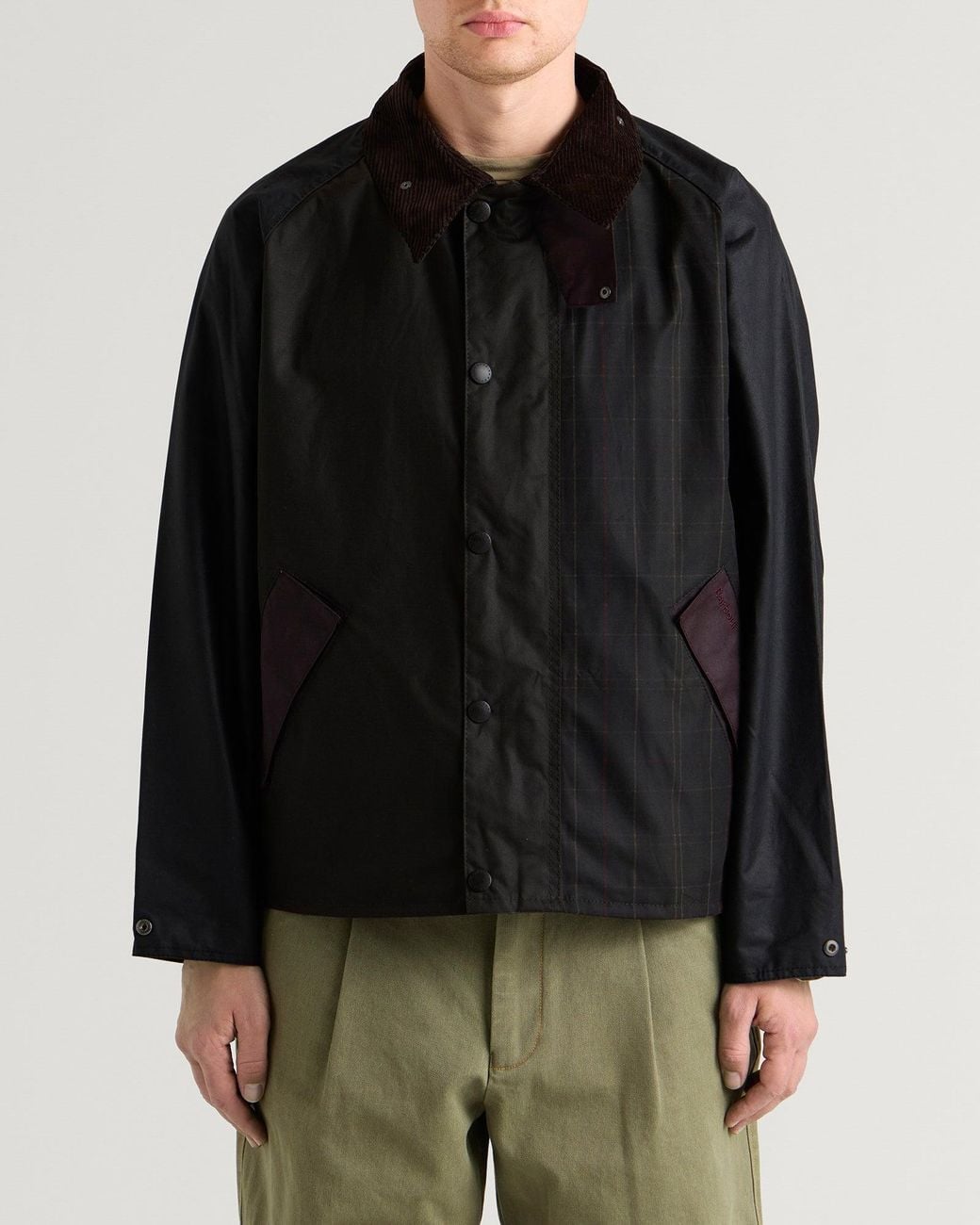 Barbour Black Patchwork Transport Wax Jacket for men