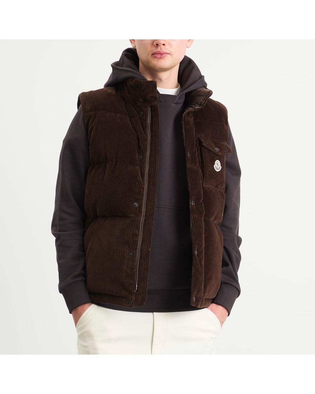 Moncler Brown Agen Vest Maxi Corduroy Gilet for men