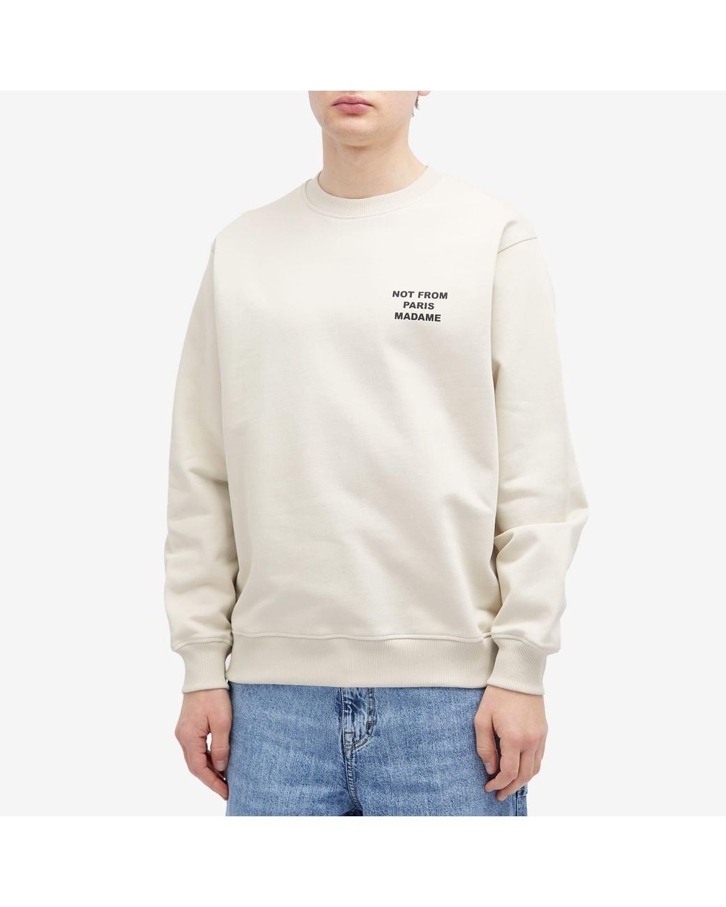 Drole de Monsieur White Not From Paris Madame Crew Sweat for men