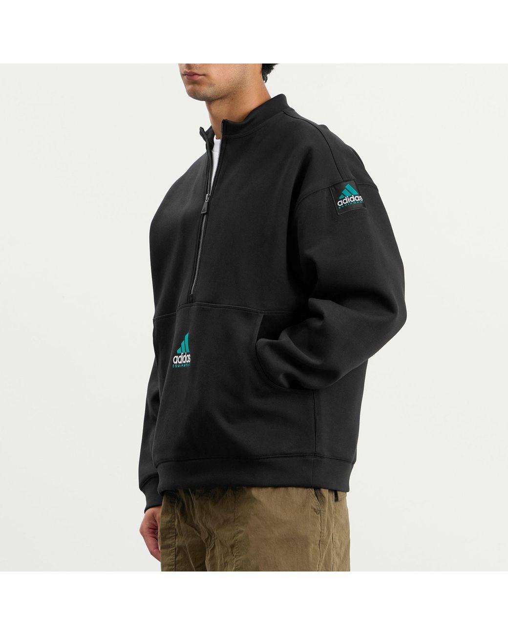 Adidas Black Eqt Half Zip for men