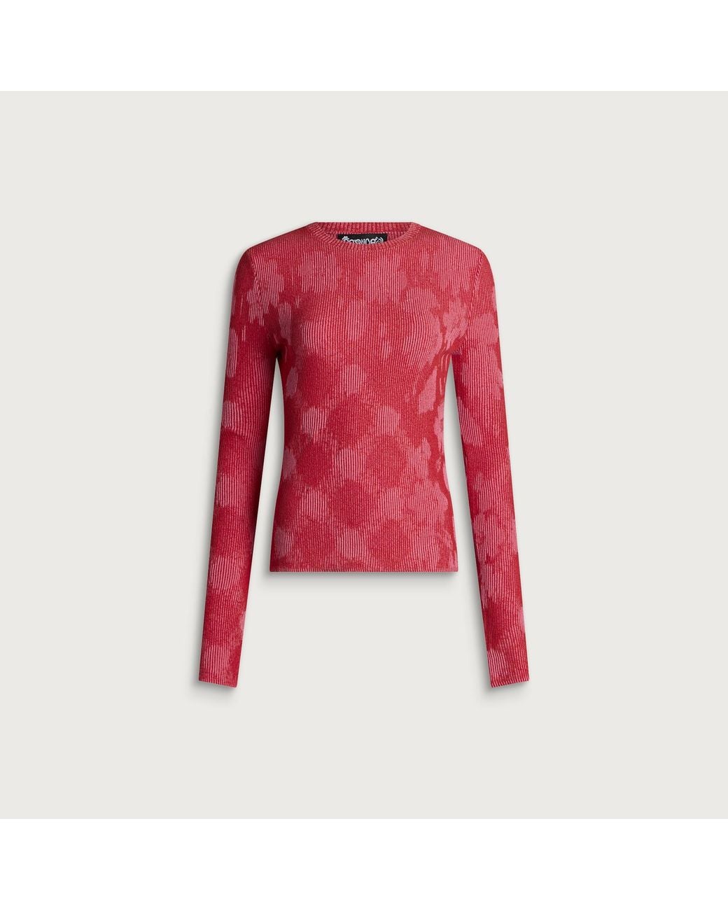 PAOLINA RUSSO Red Illusions Knit Long Sleeve Fitted Top