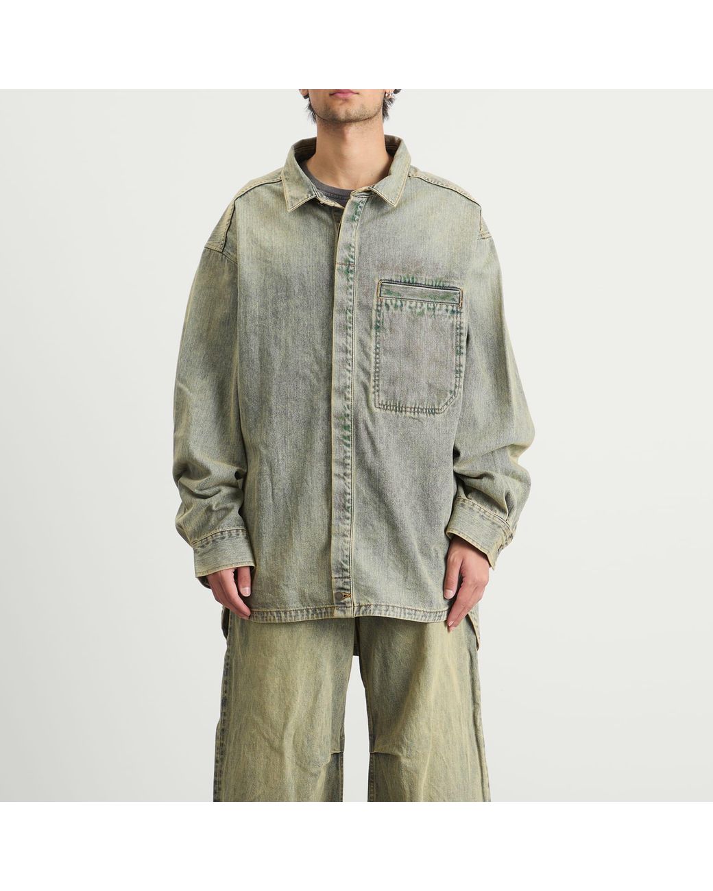 Entire studios Green Herculean Denim Shirt for men