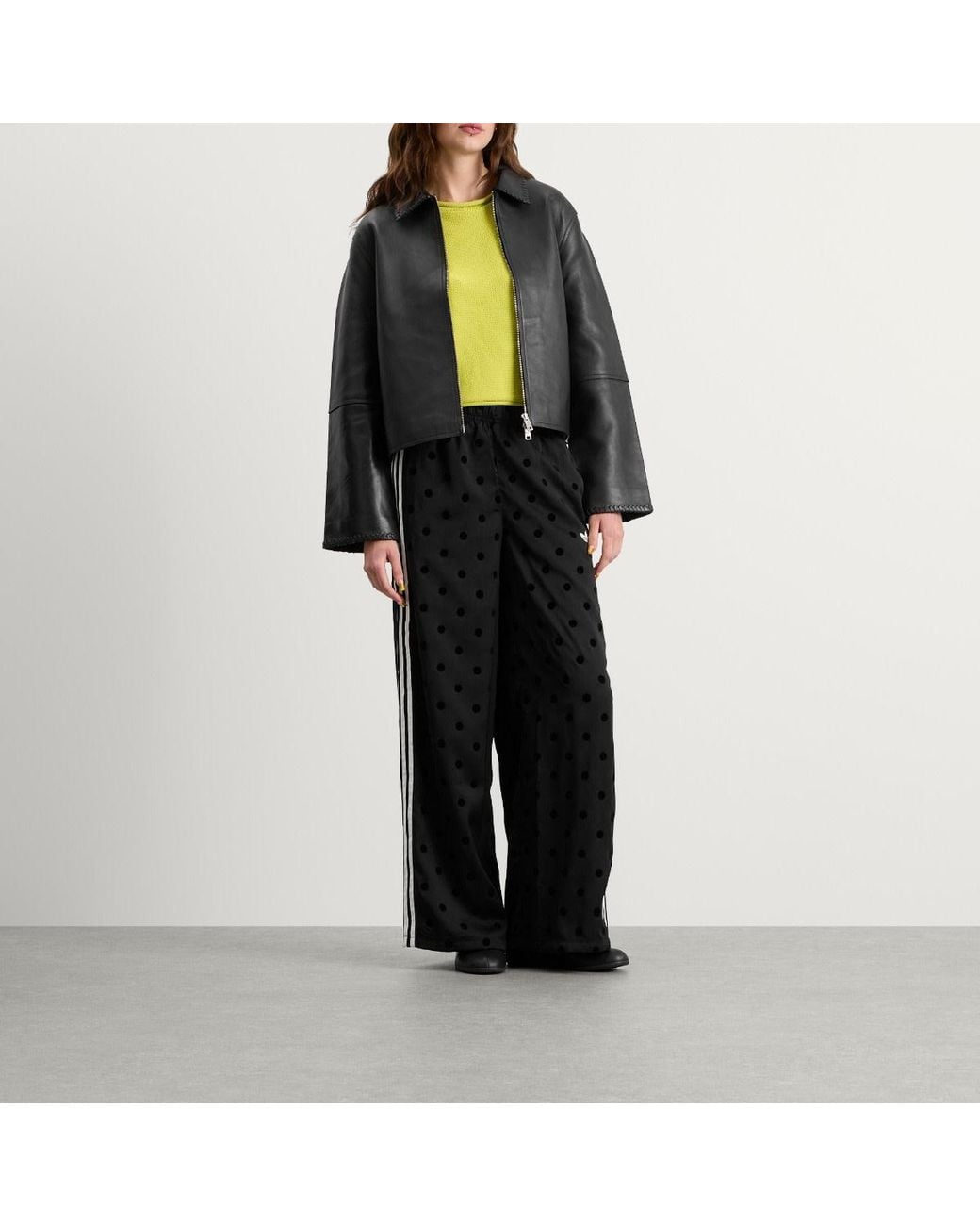 Adidas Black Polka Dot Firebird Wide Trackpants