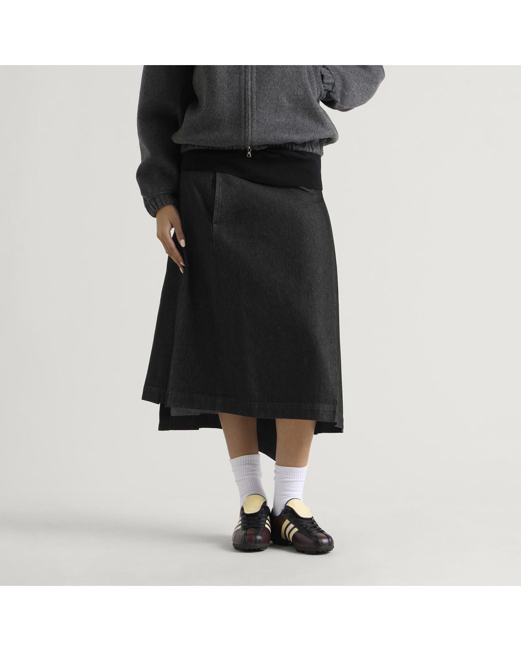 Y-3 Black Denim Midi Skirt
