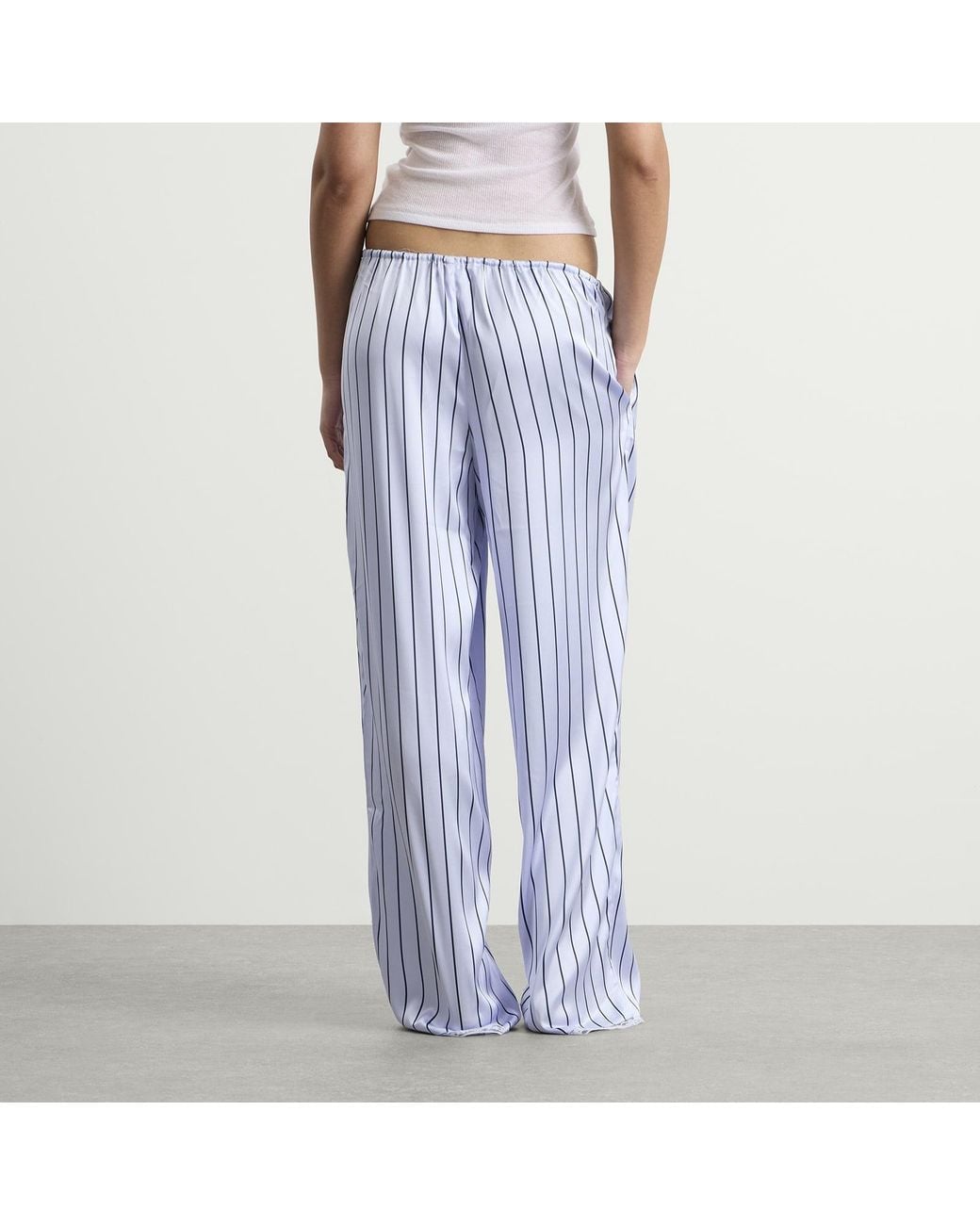 Skims Blue Woven Shine Pant With Lace