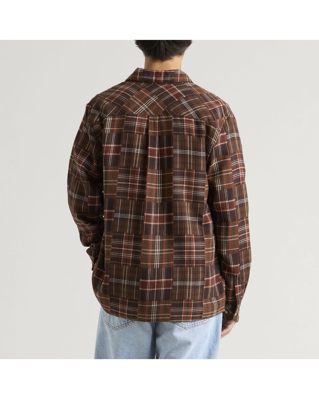 Barbour Brown Catrake Relaxed Patchwork Overshirt for men