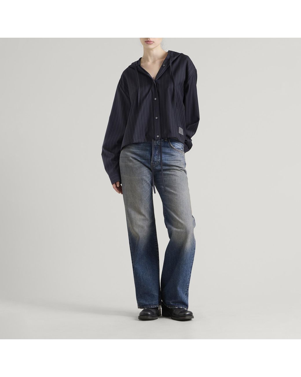 Acne Blue Sip Wool Pinstripe Shirt