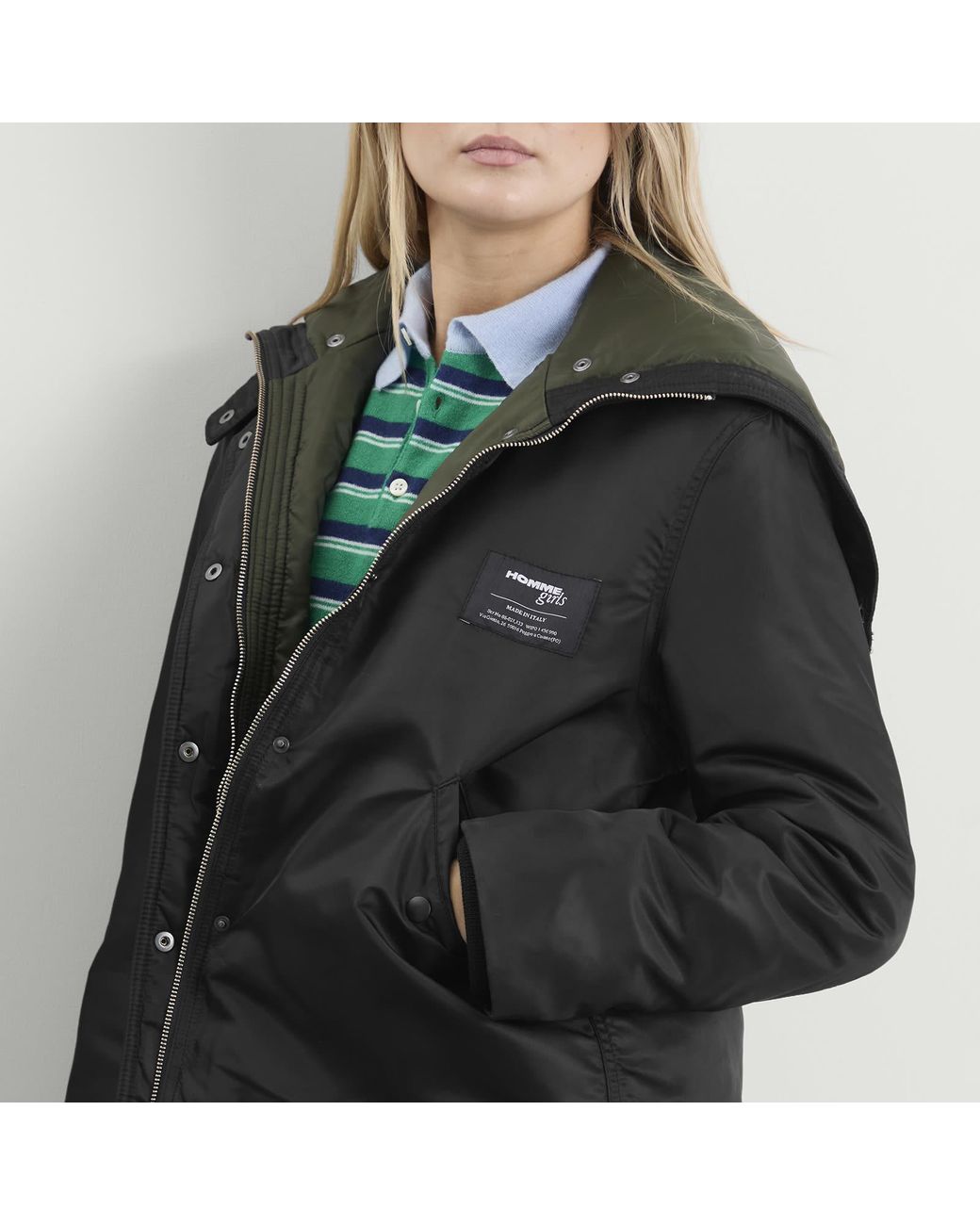 HOMMEGIRLS Black Nylon Bomber Jacket