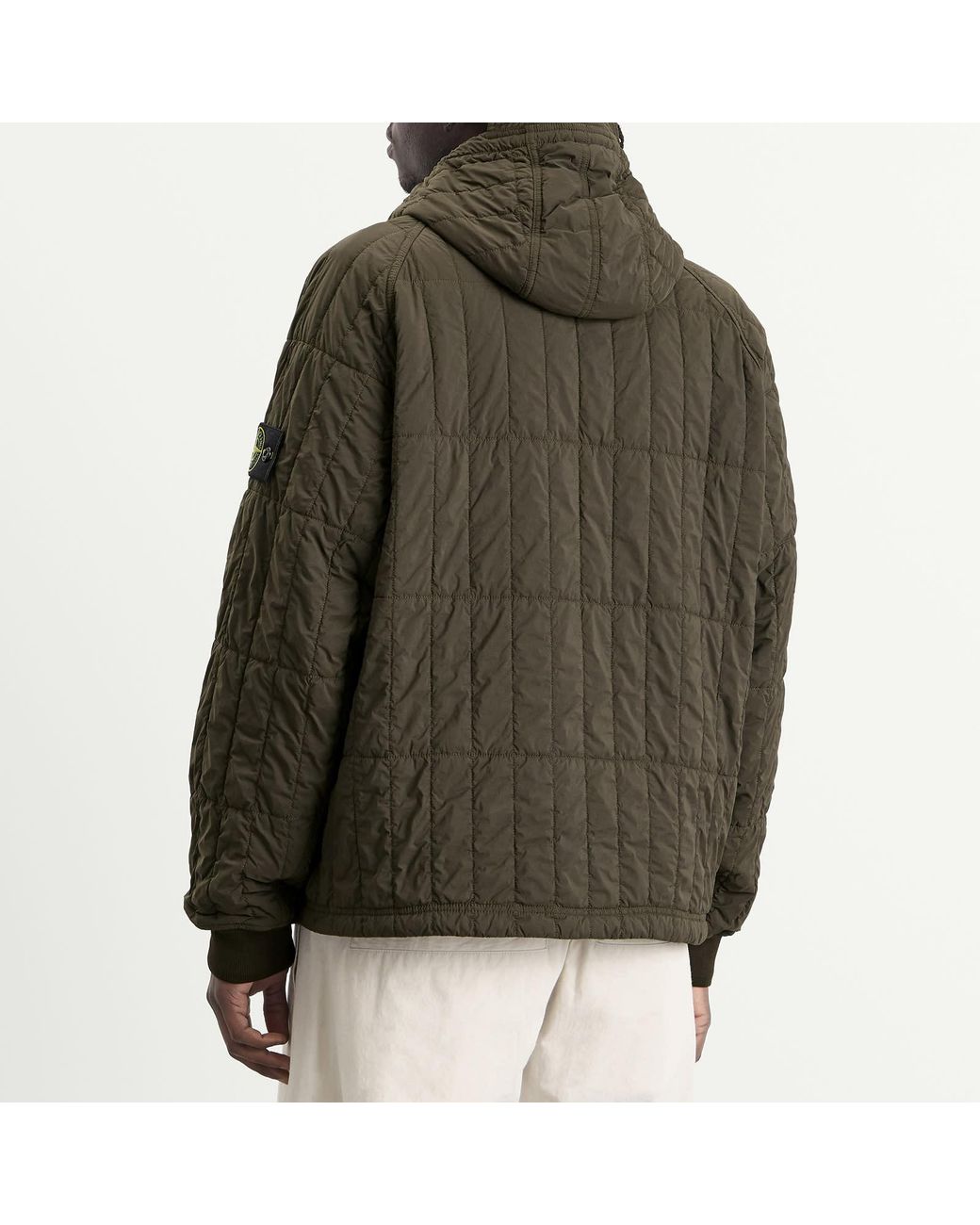 Stone Island Green Ultralight Nylon Quilted-Tc Hooded Jacket for men