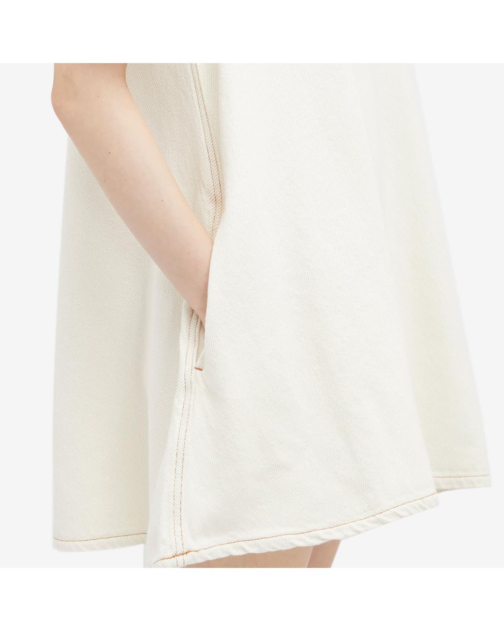 Ganni Heavy Denim Mini Dress in White | Lyst