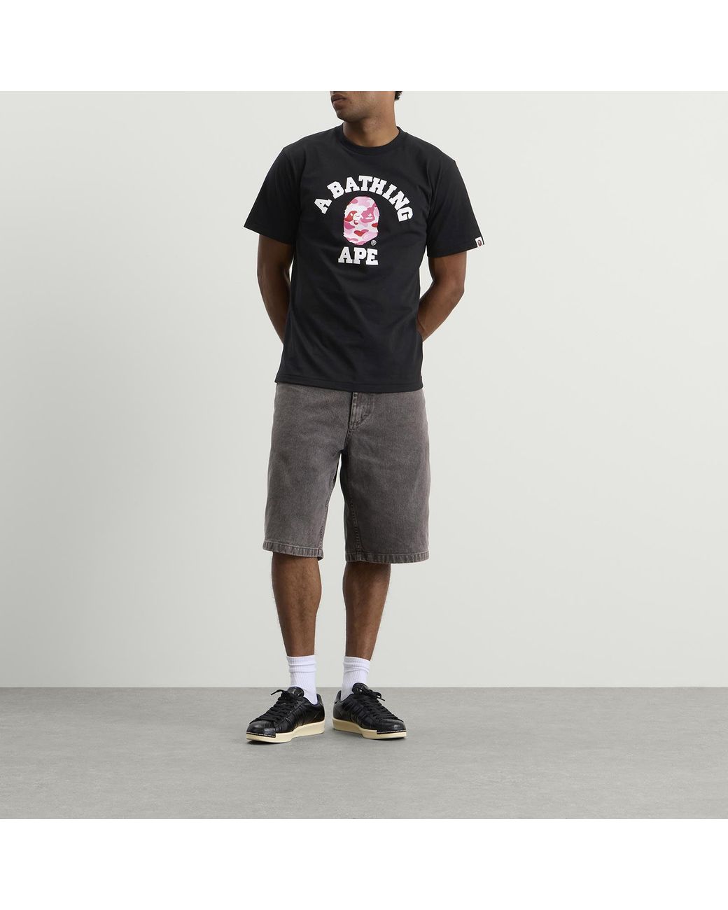A Bathing Ape Black Abc Camo College T-Shirt for men