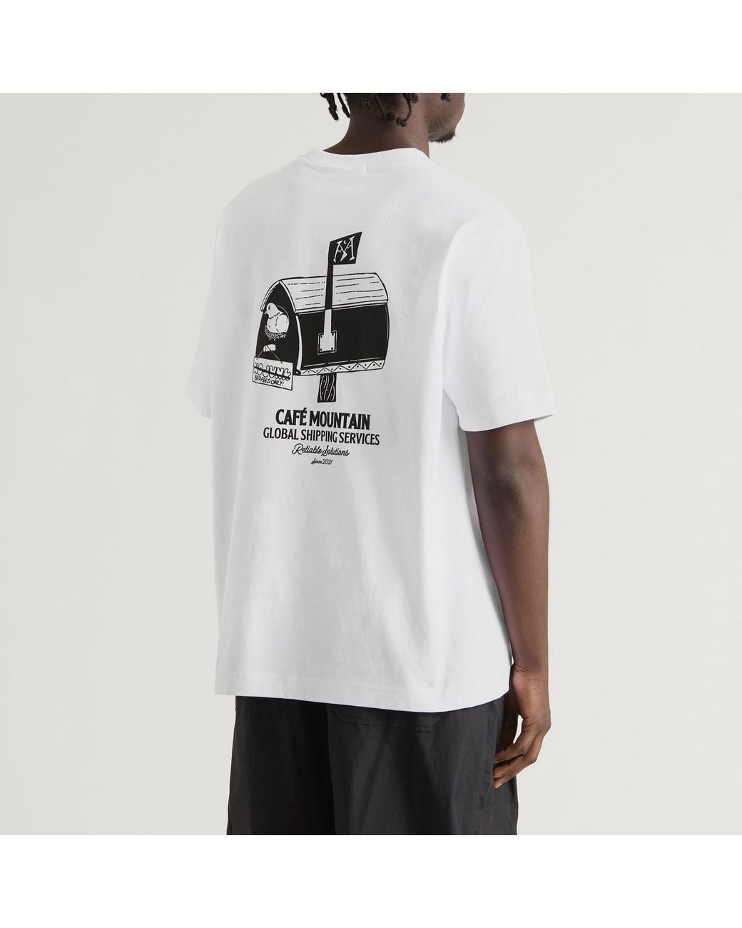 Cafe Mountain White Birdhouse T-Shirt for men