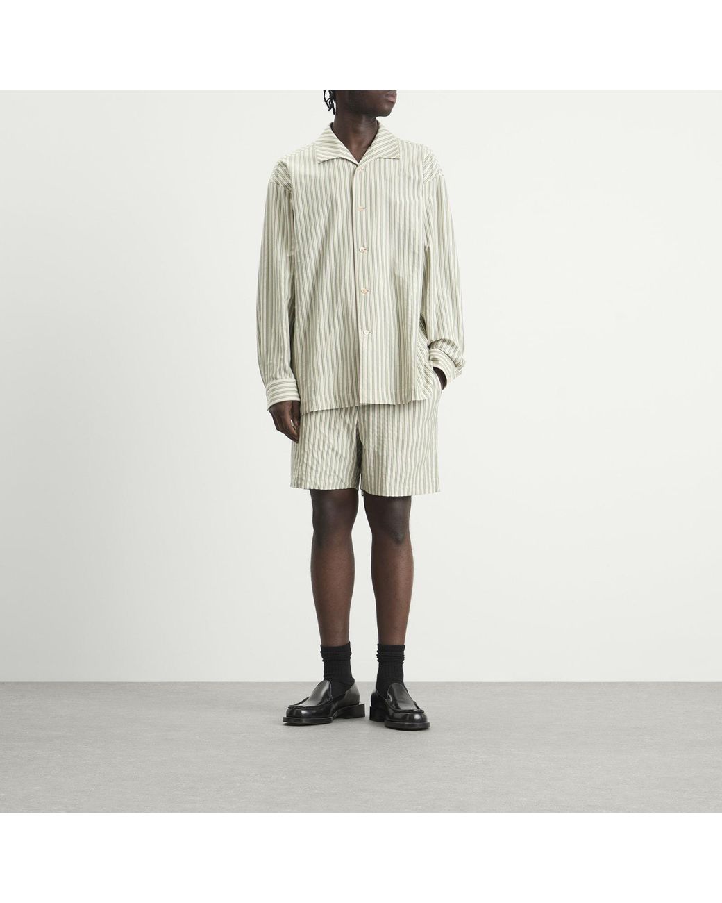 Homme Plissé Issey Miyake Green Stripe Short for men