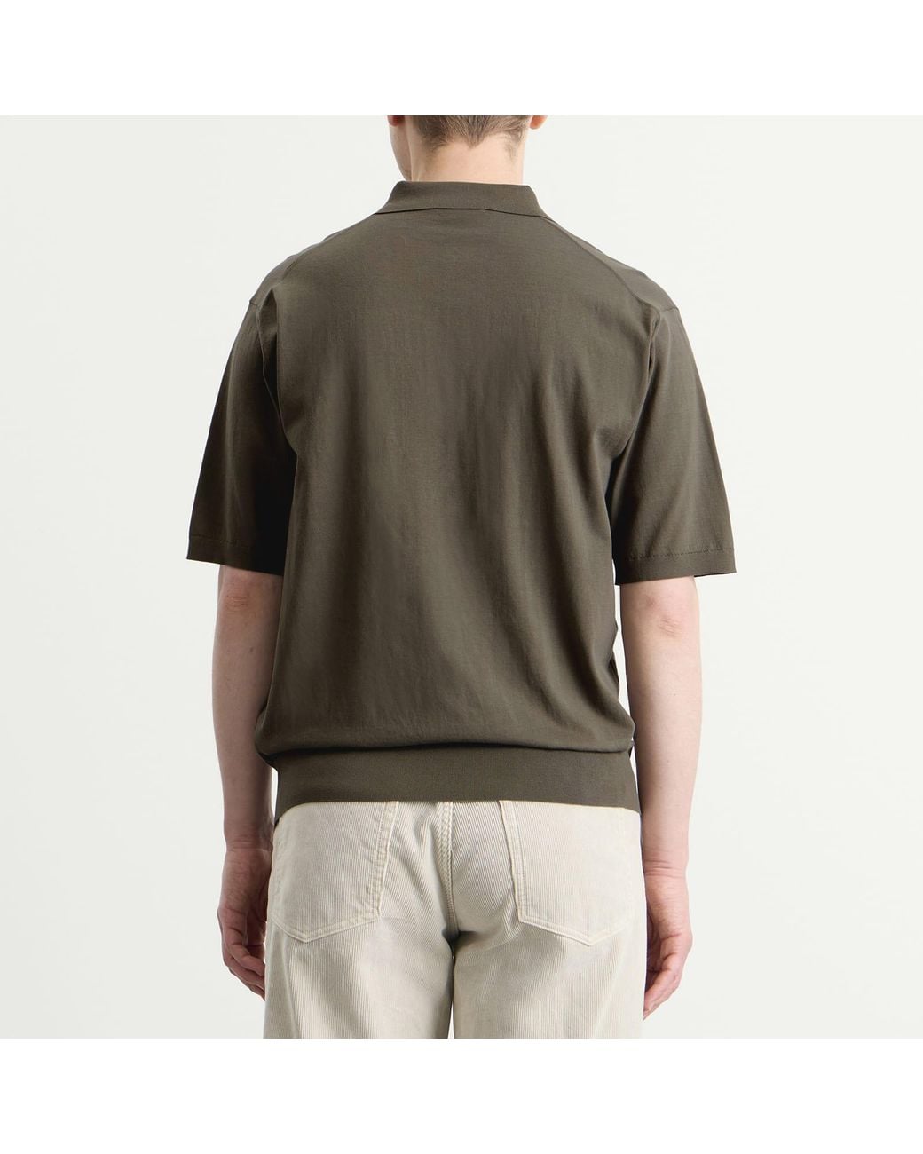 Auralee Brown Knitted Polo for men
