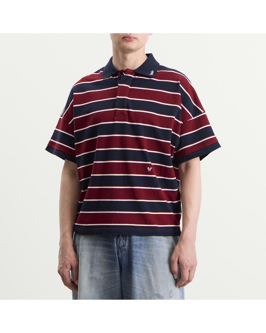 Rhude Red Fontaine Striped Polo Shirt for men