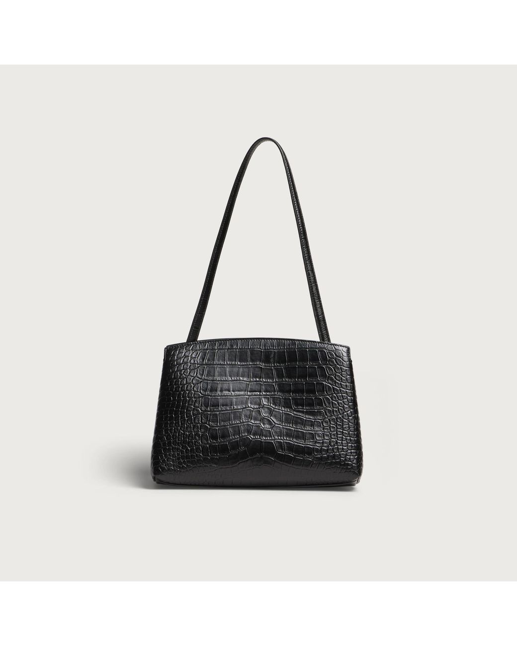 Liffner Black Pushlock Pouch Croc Embossed Shoulder Bag