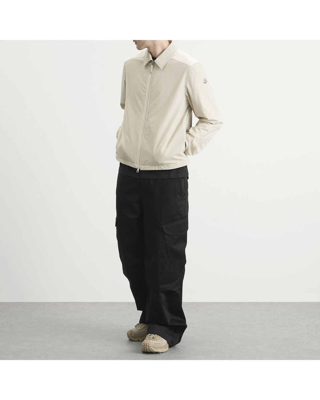 Moncler White Nylon Seersucker Shirt for men