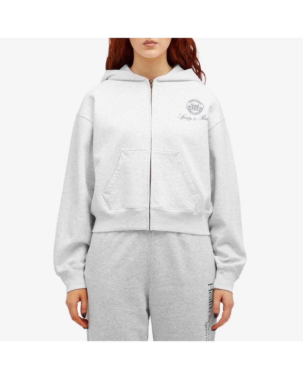 Sporty&Rich｜HOODIES/SWEATS (Vendome Resort Cropped Zip Vendome Resort Cropped Zip Hoodie - Heather Gray/Navy