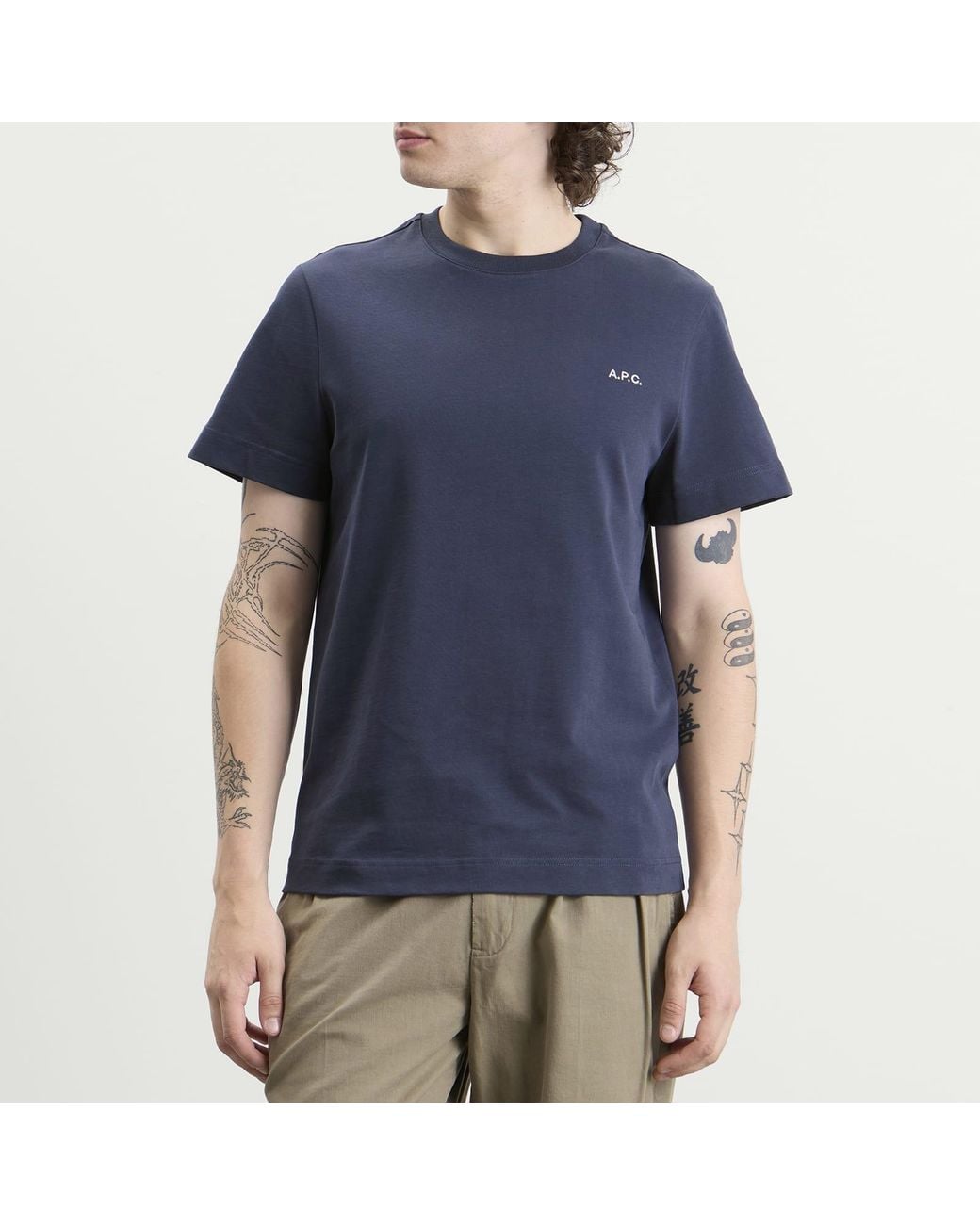 A.P.C. Blue Oliver Heavyweight T-Shirt for men