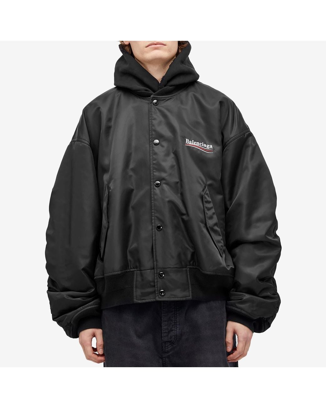 Balenciaga Political Campaign Oversized Bomber Jacket in Black for 