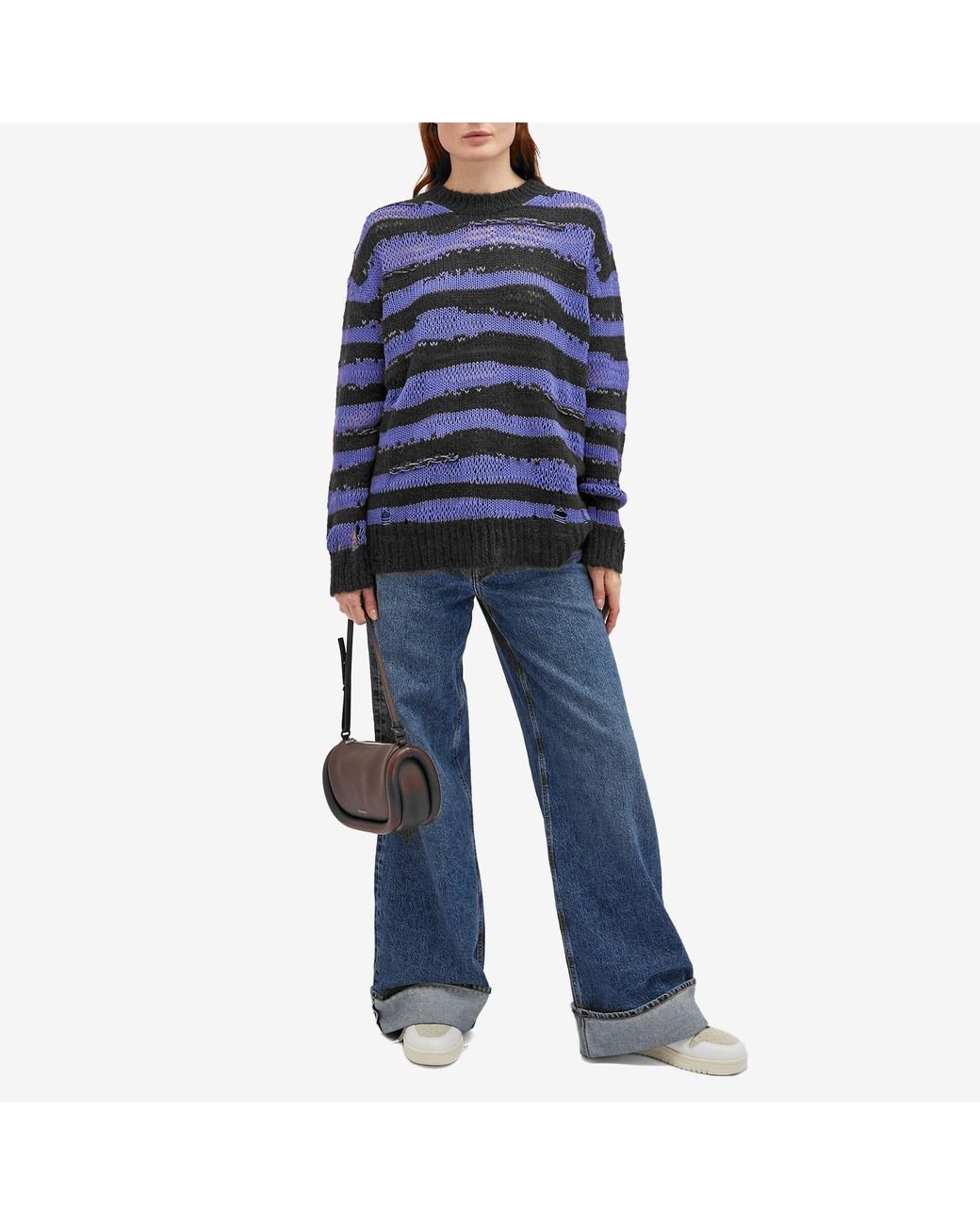 Acne Studios Karita Mohair Stripe Jumper in Blue | Lyst