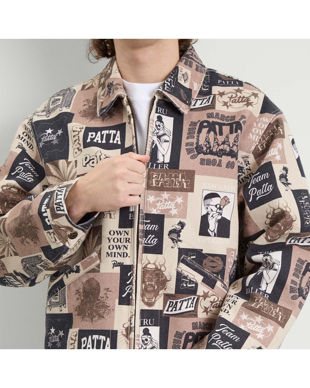 PATTA Natural Collage Insulated Canvas Jacket for men