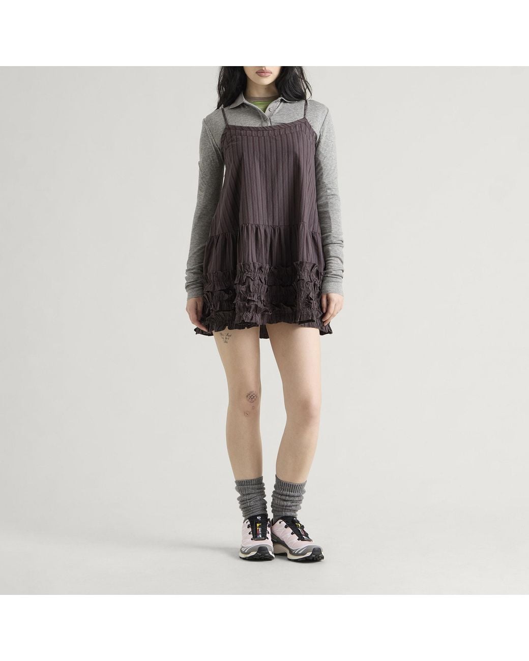 Damson Madder Gray Rio Mini Ruffle Dress