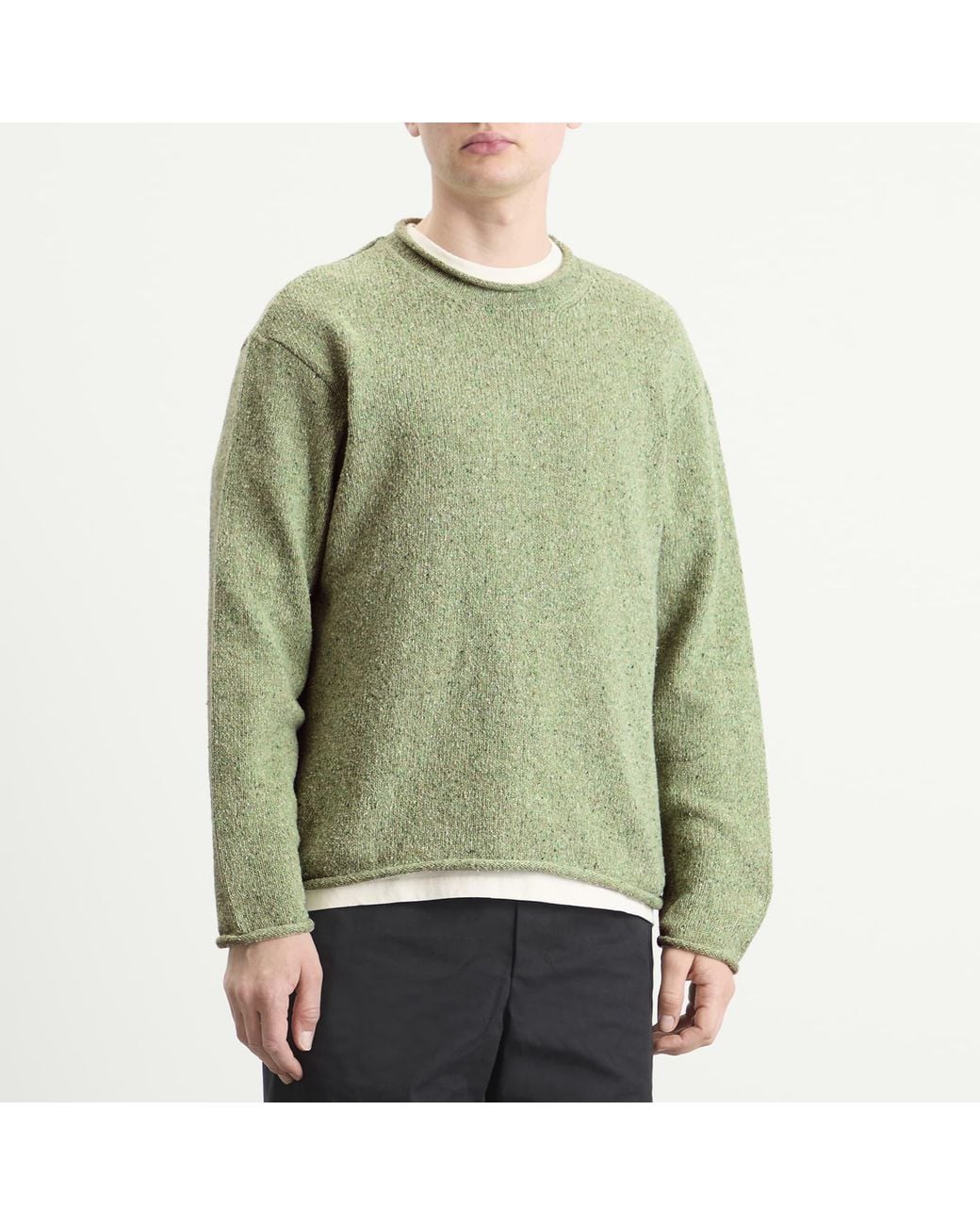 Folk Green Slouch Crew Jumper for men