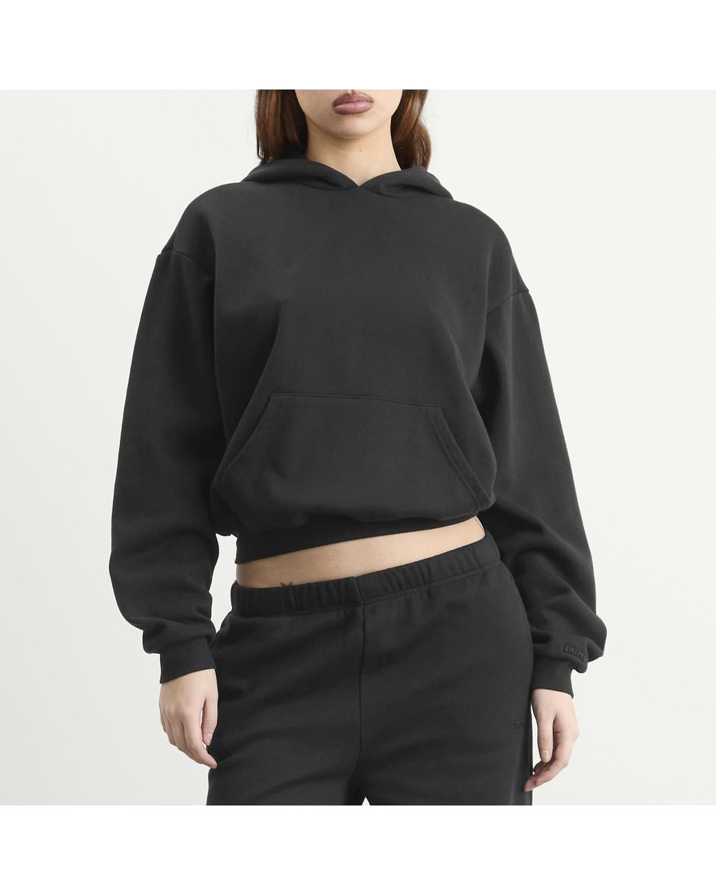 Skims Black Cotton Fleece Classic Pullover Hoodie