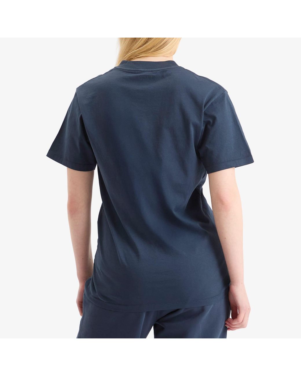 Anine Bing Blue Lili Framed Monogram T-Shirt