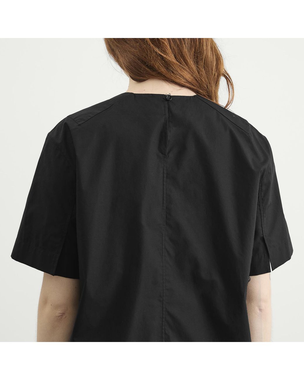 Jil Sander Black Pleat Back Formal Top