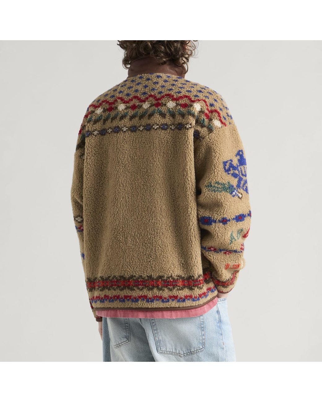 Polo Ralph Lauren Multicolor Leather Trim Fleece Jacket for men