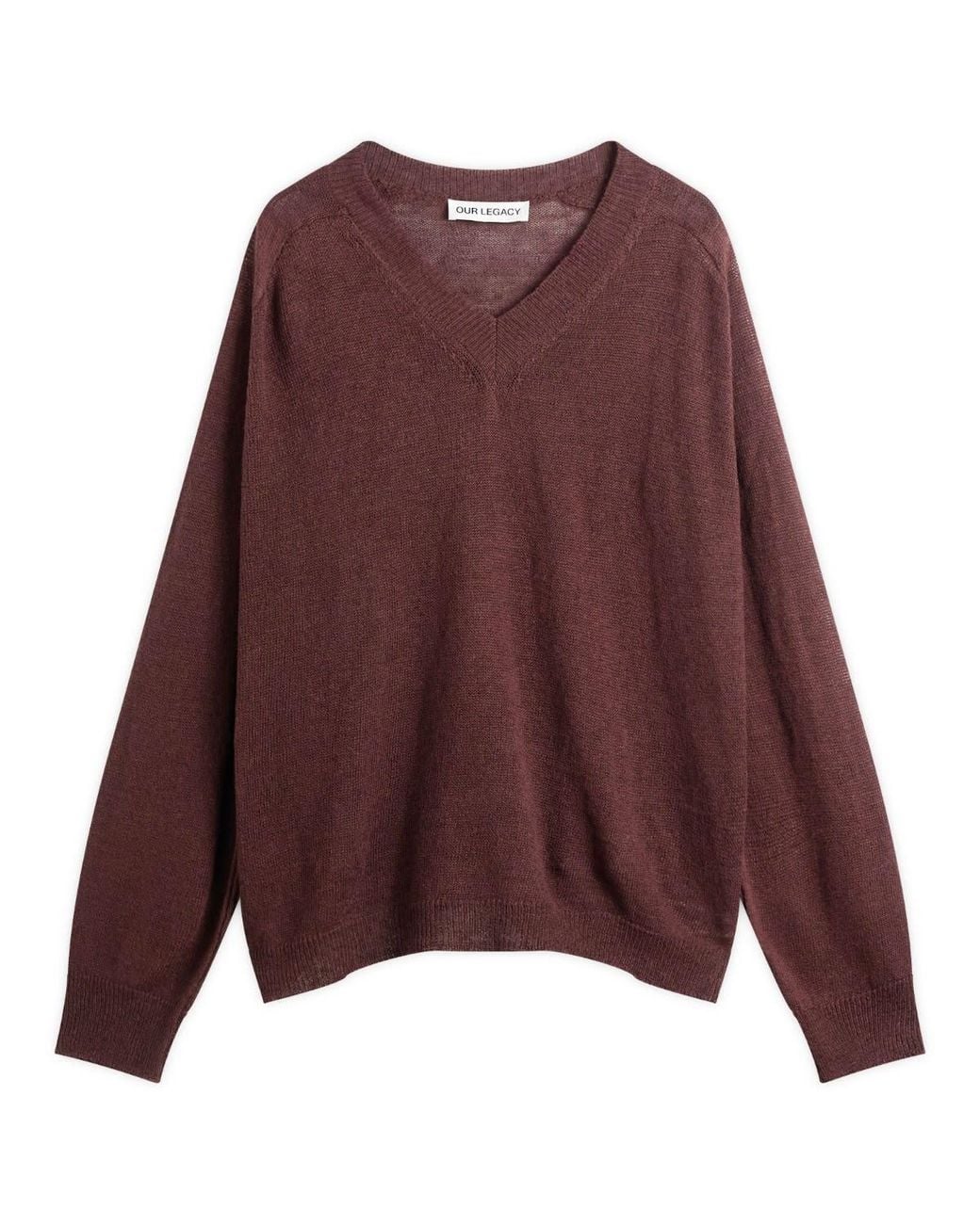 Our Legacy Purple Linen Rue V-Neck Jumper for men