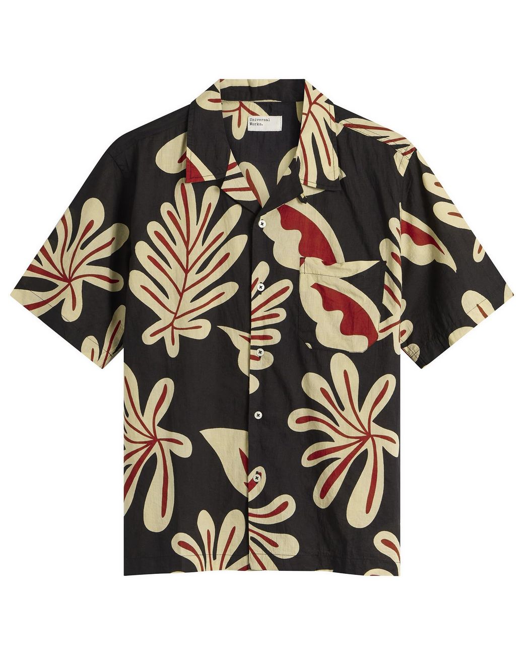 Universal Works Black Baja Print Road Shirt for men