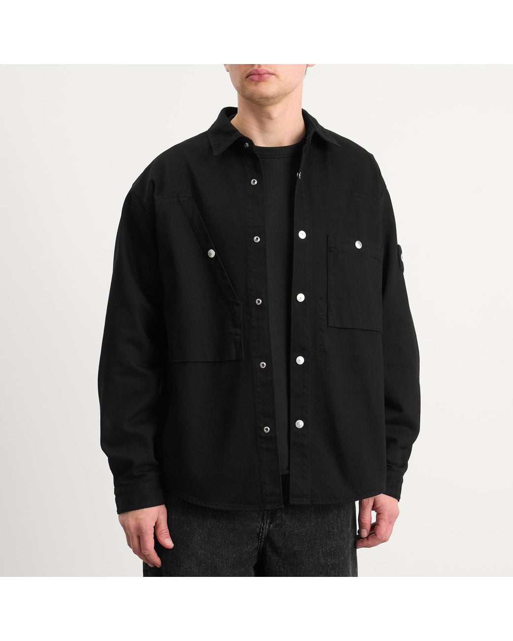 Stone Island Bull Denim-Tc Overshirt in Black for Men | Lyst