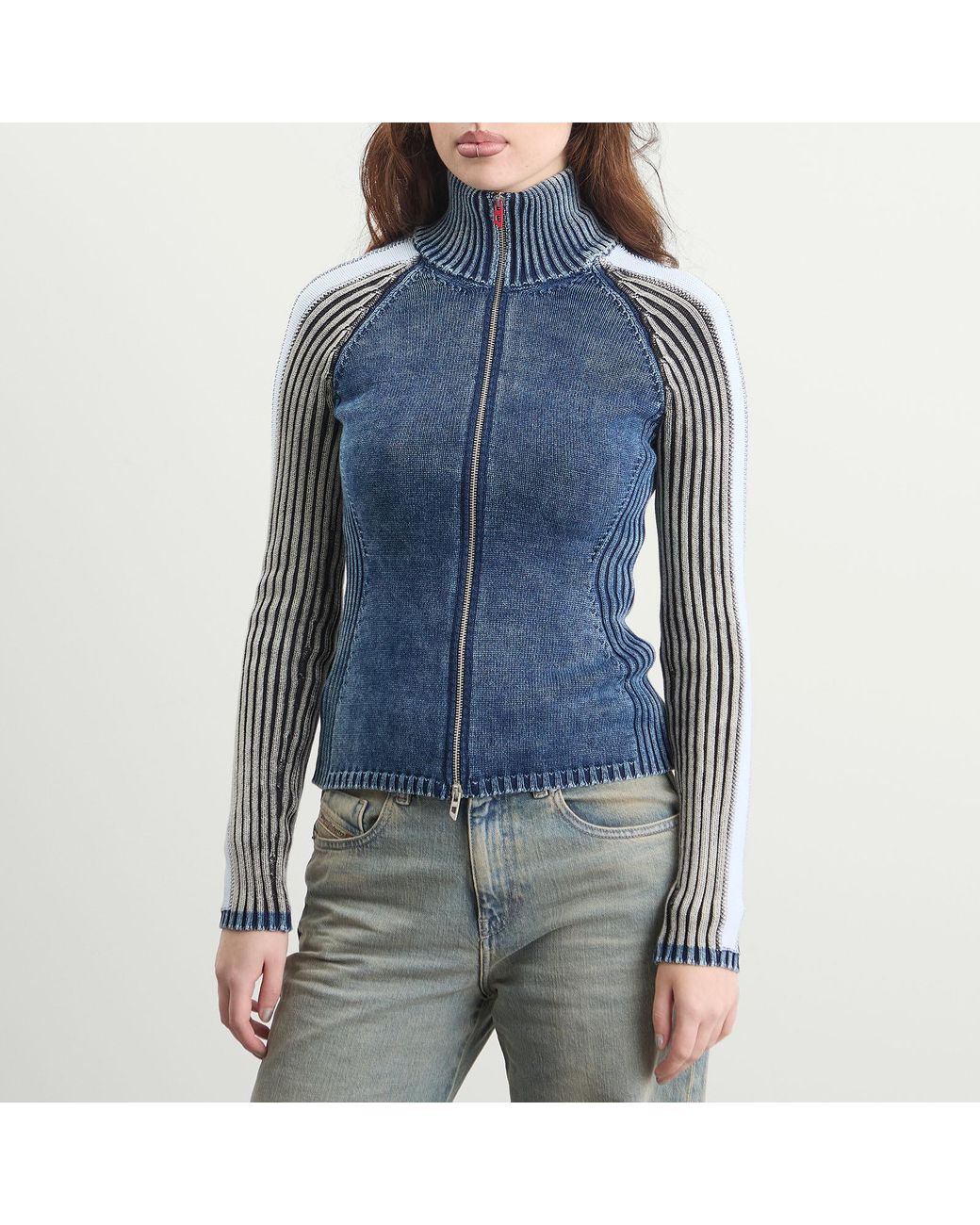 DIESEL Blue M-Estrella Ribbed Jacket