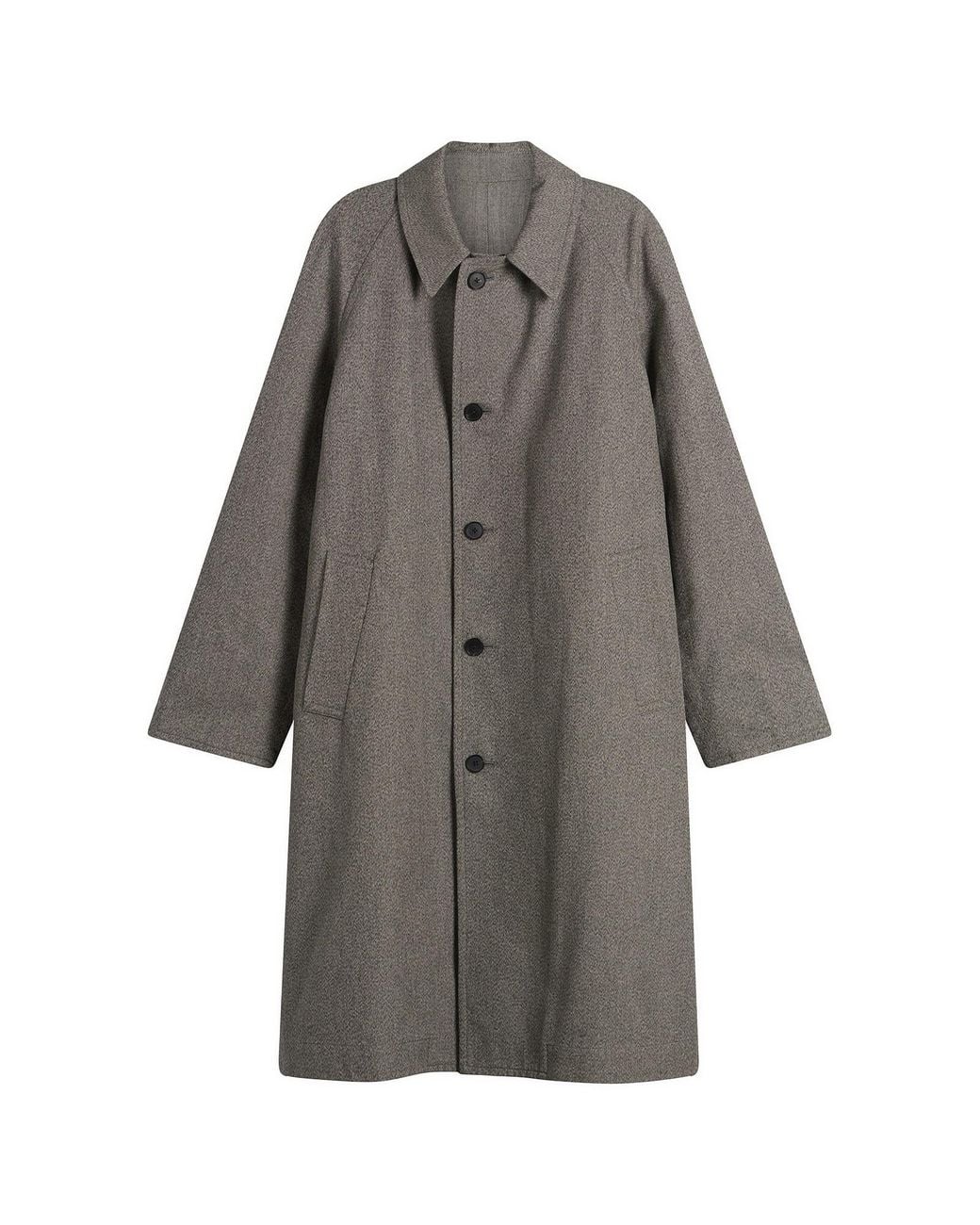 Kaptain Sunshine Gray Cotton Mock Twist Umbrella Coat for men