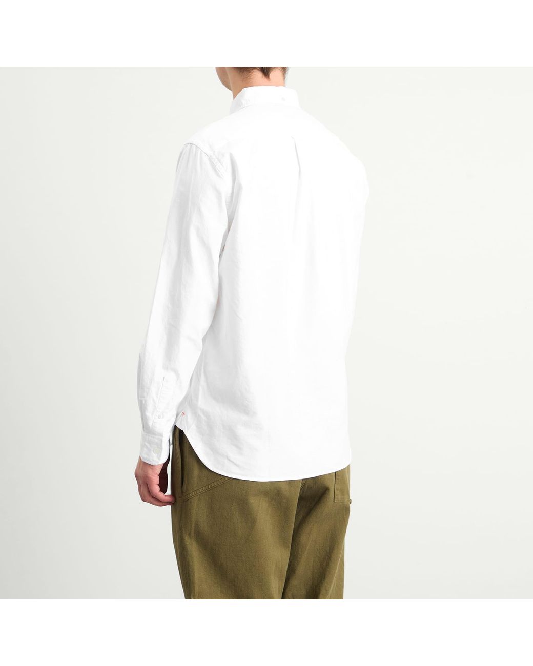 Beams Plus White Button Down Oxford Shirt for men