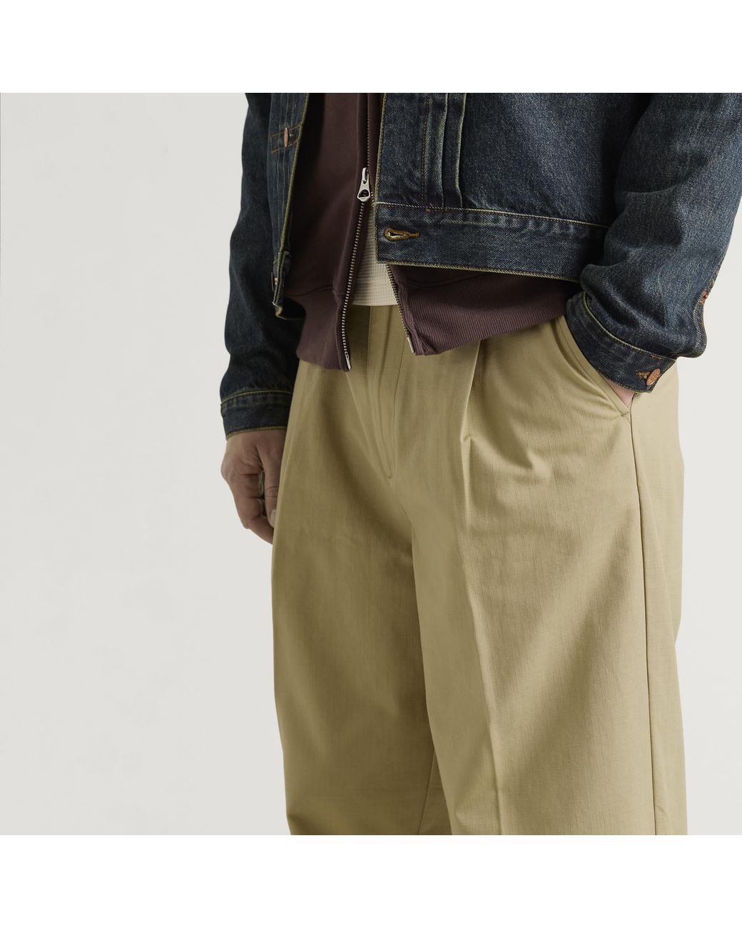 Larriet Natural Onder Pleated Ripstop Trousers for men