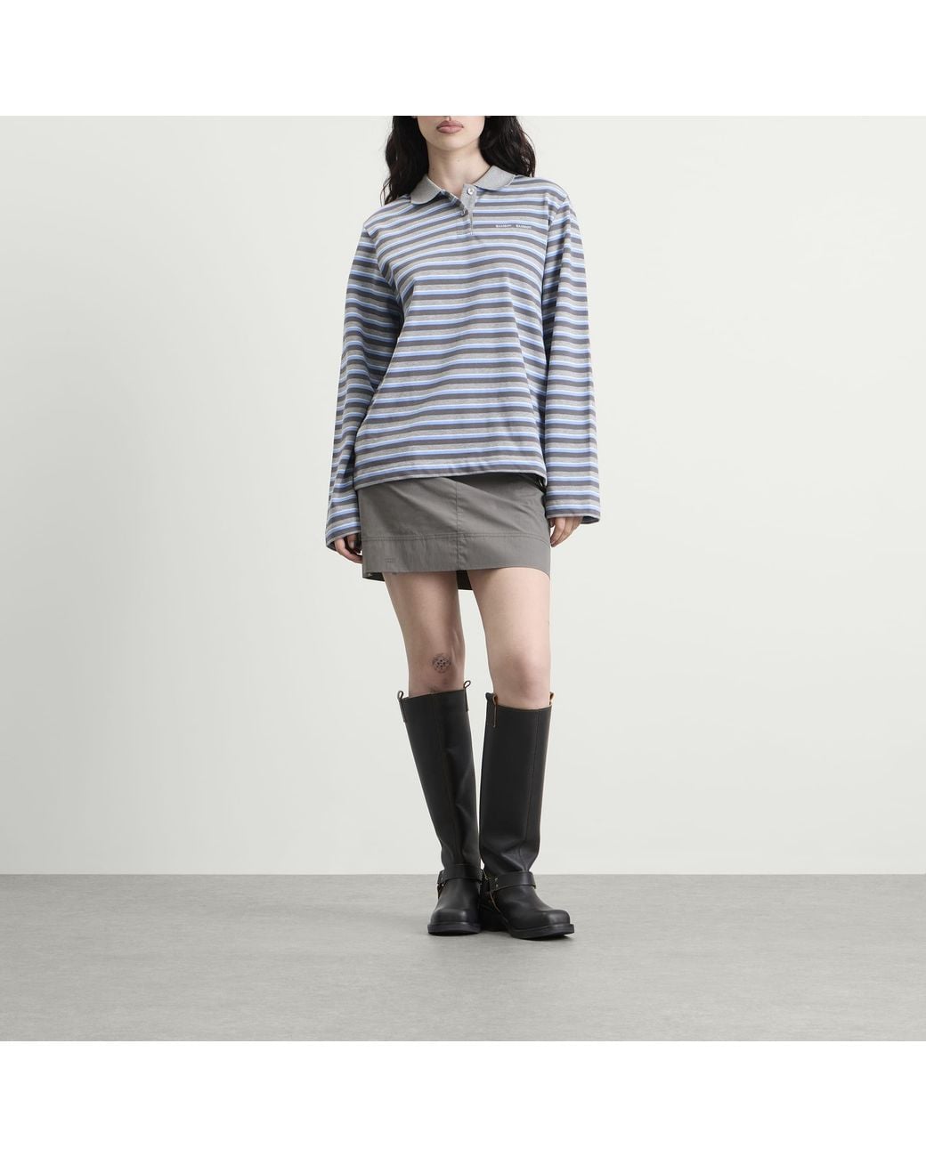 Samsøe & Samsøe Blue X Madeline Argy Sadover Long Sleeve Polo